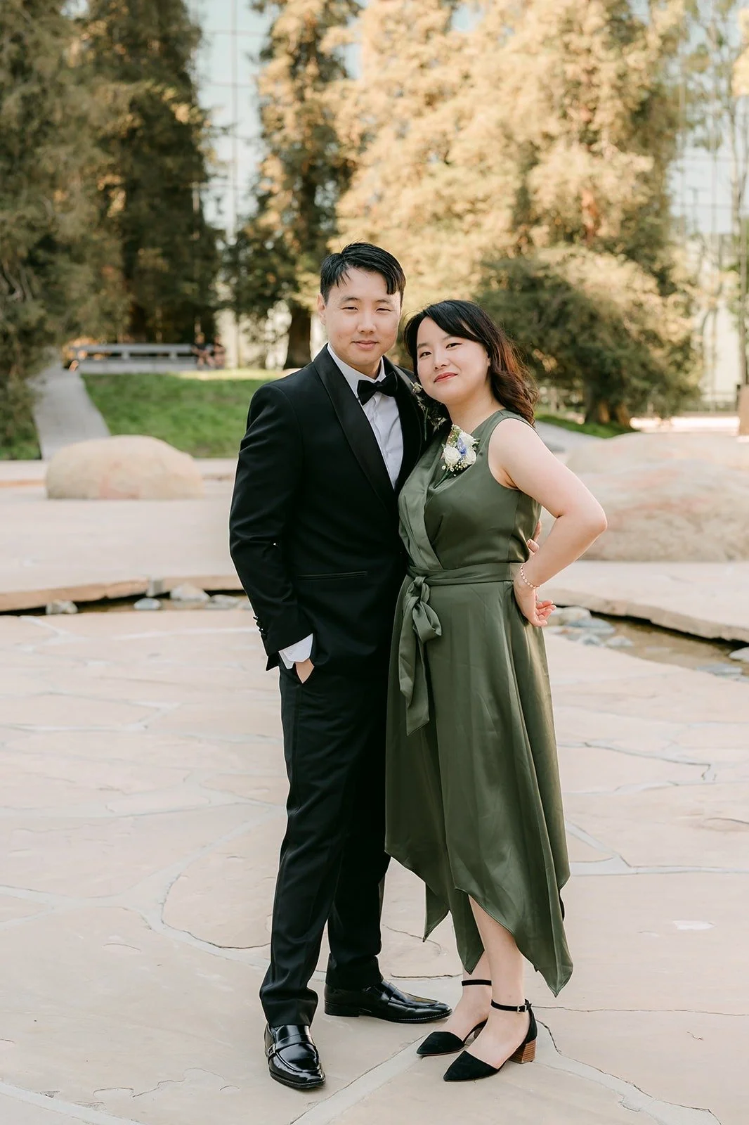 James with a family member in green