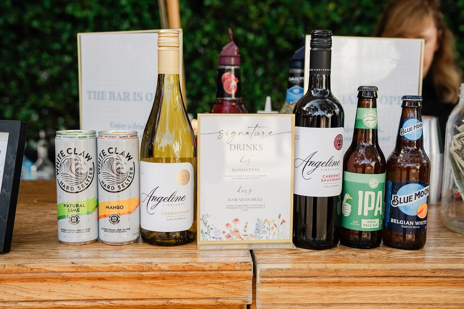 Bar with signature drinks, wine and beer