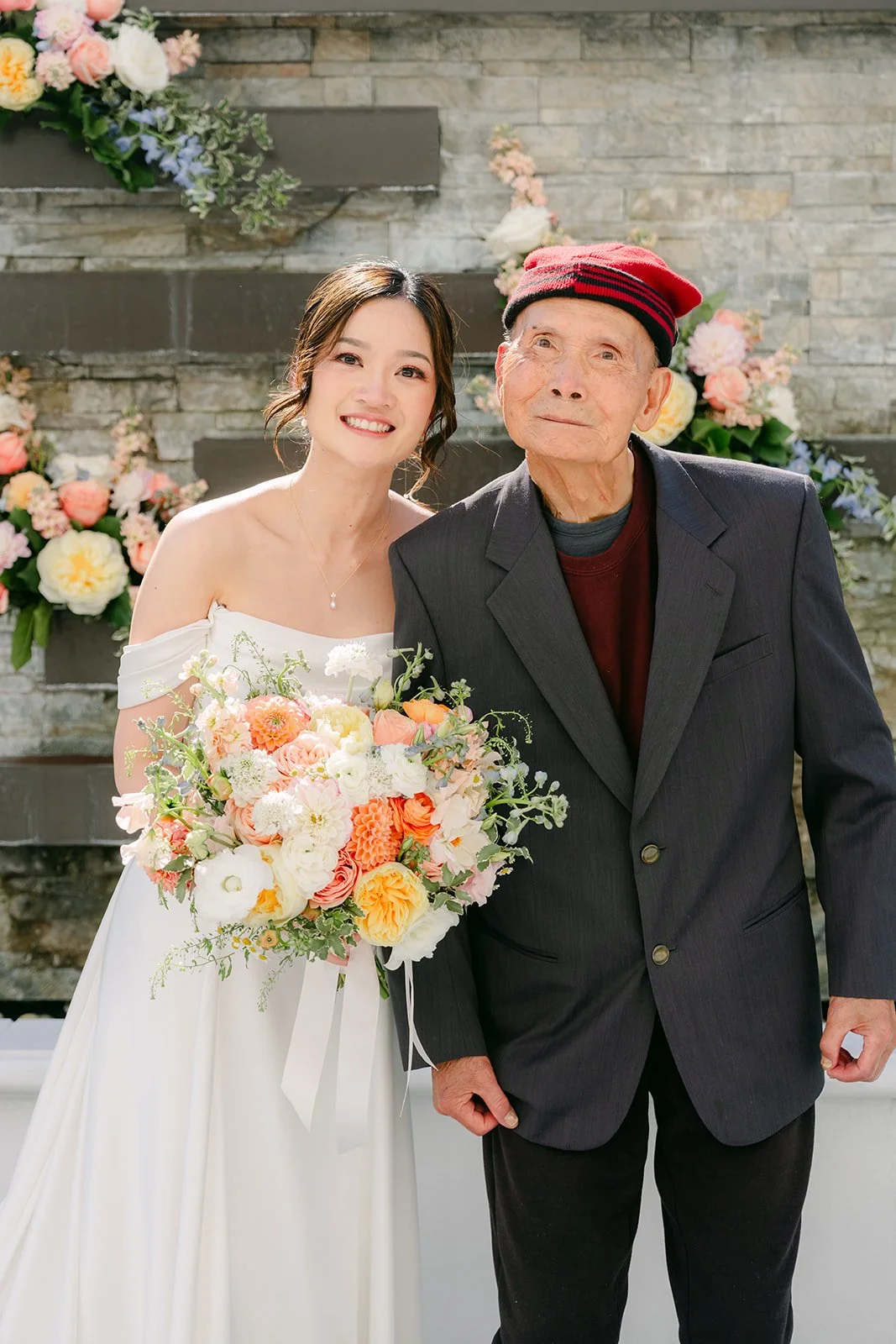 Amanda with her grandpa on the terrace.