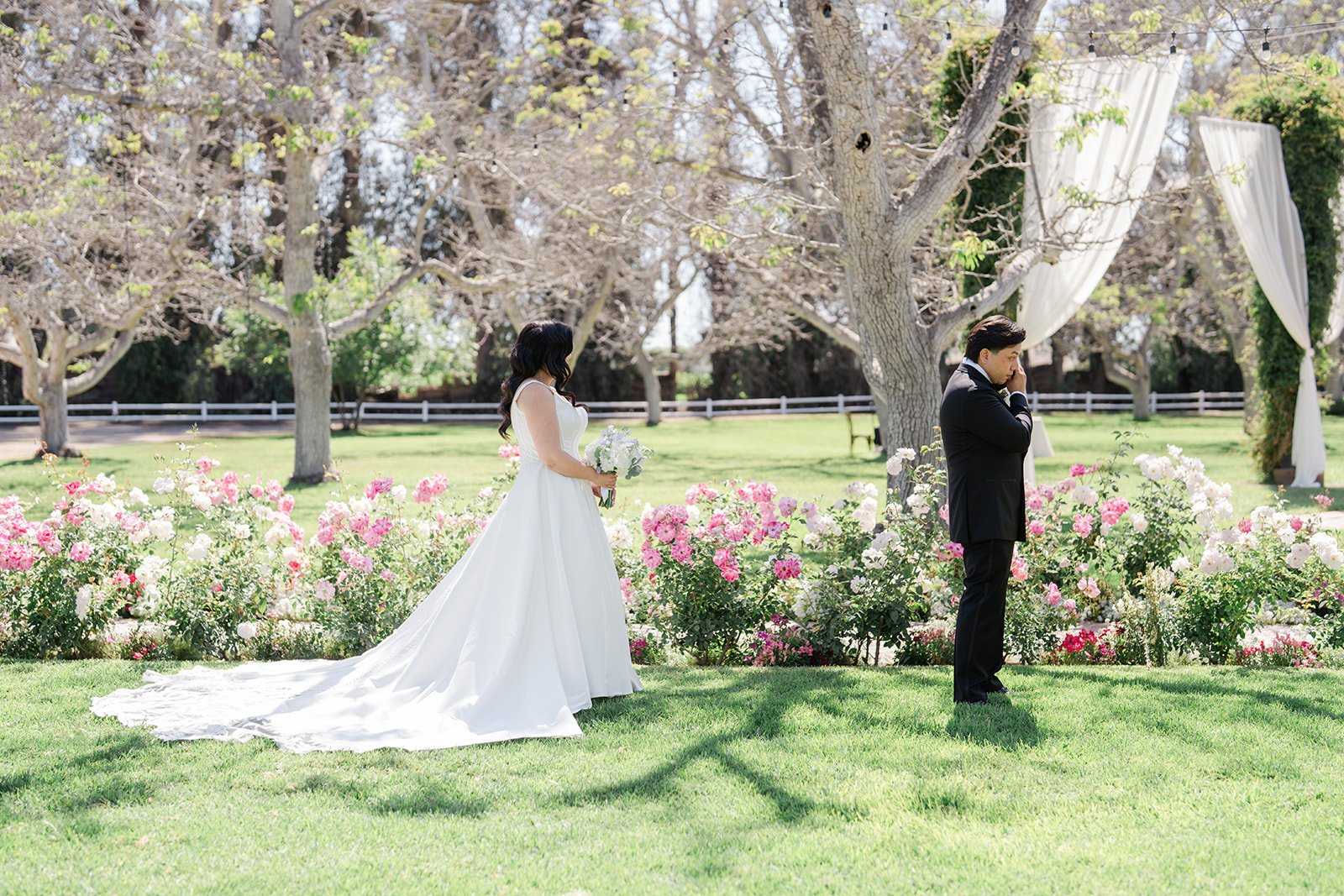First look in the rose garden at The Walnut Grove in Moorpark