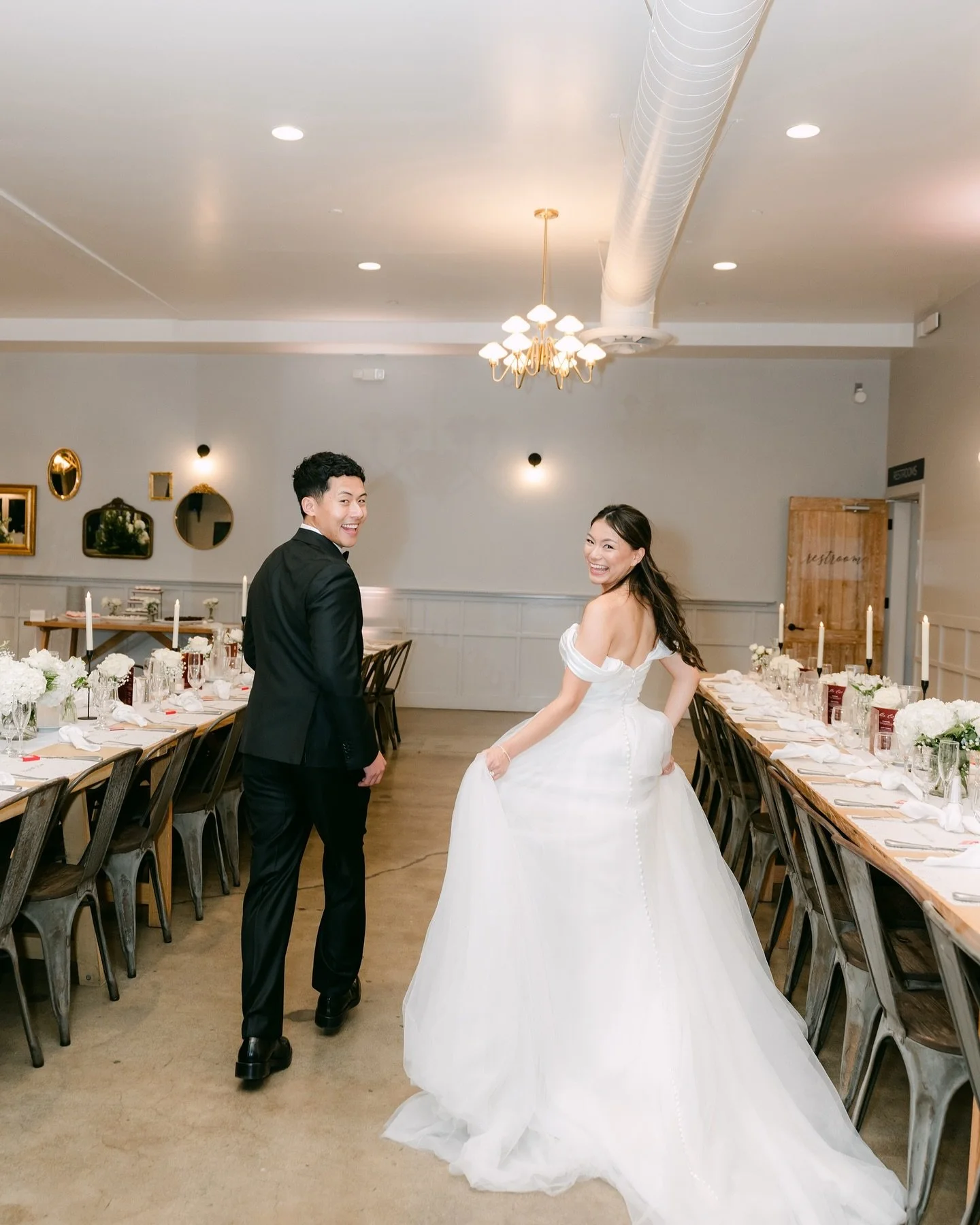 From growing up five houses away to walking down the aisle, and more steps to come until forever. 💫 Congratulations J&amp;R! 
.
Venue @theharperoc 
Floral @tami.thelam 
MUAH @beautifullyredeemedd @val.b.beauty 
Officiant @wedbyjoininghearts 
DJ/MC @