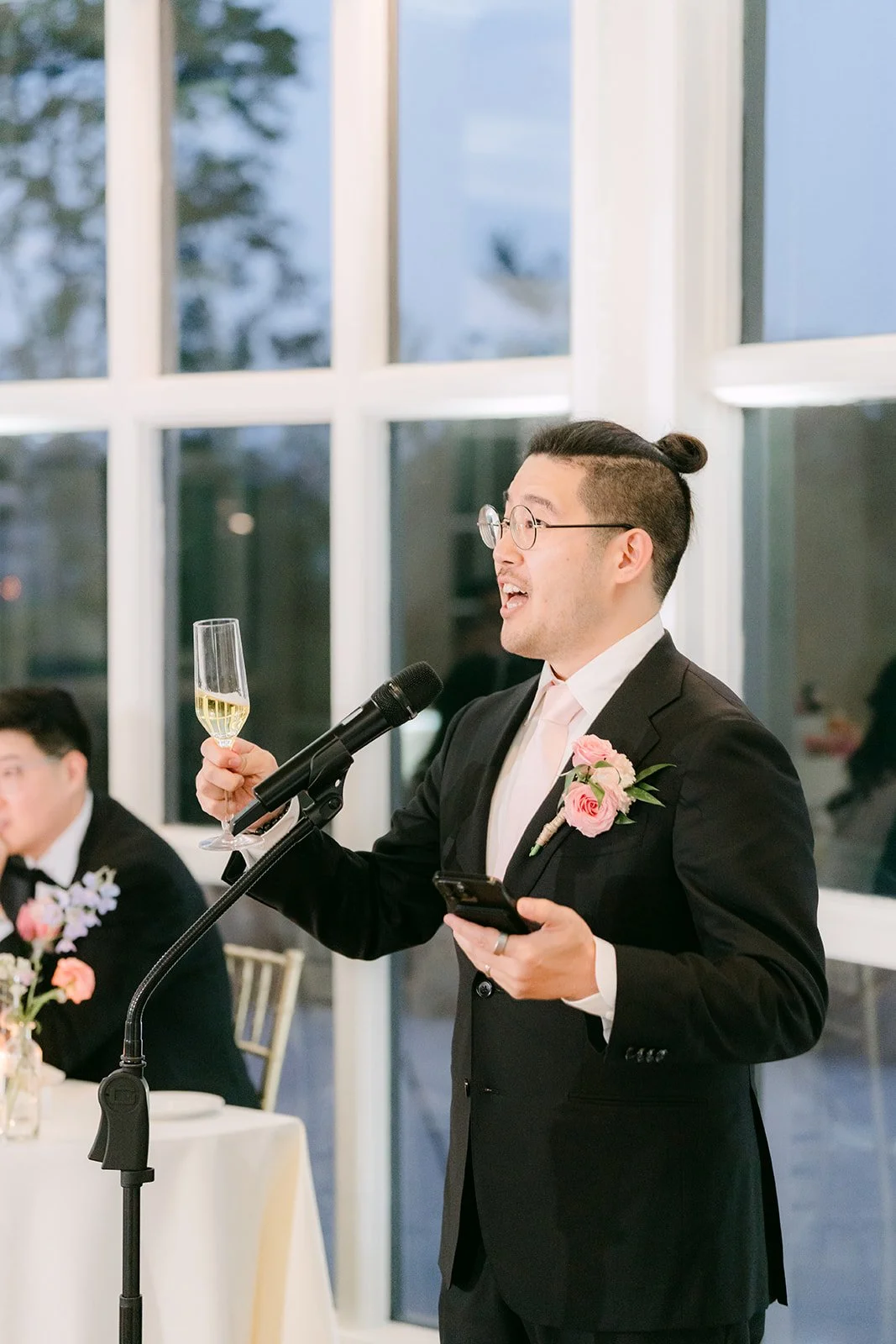 A best man giving his toast