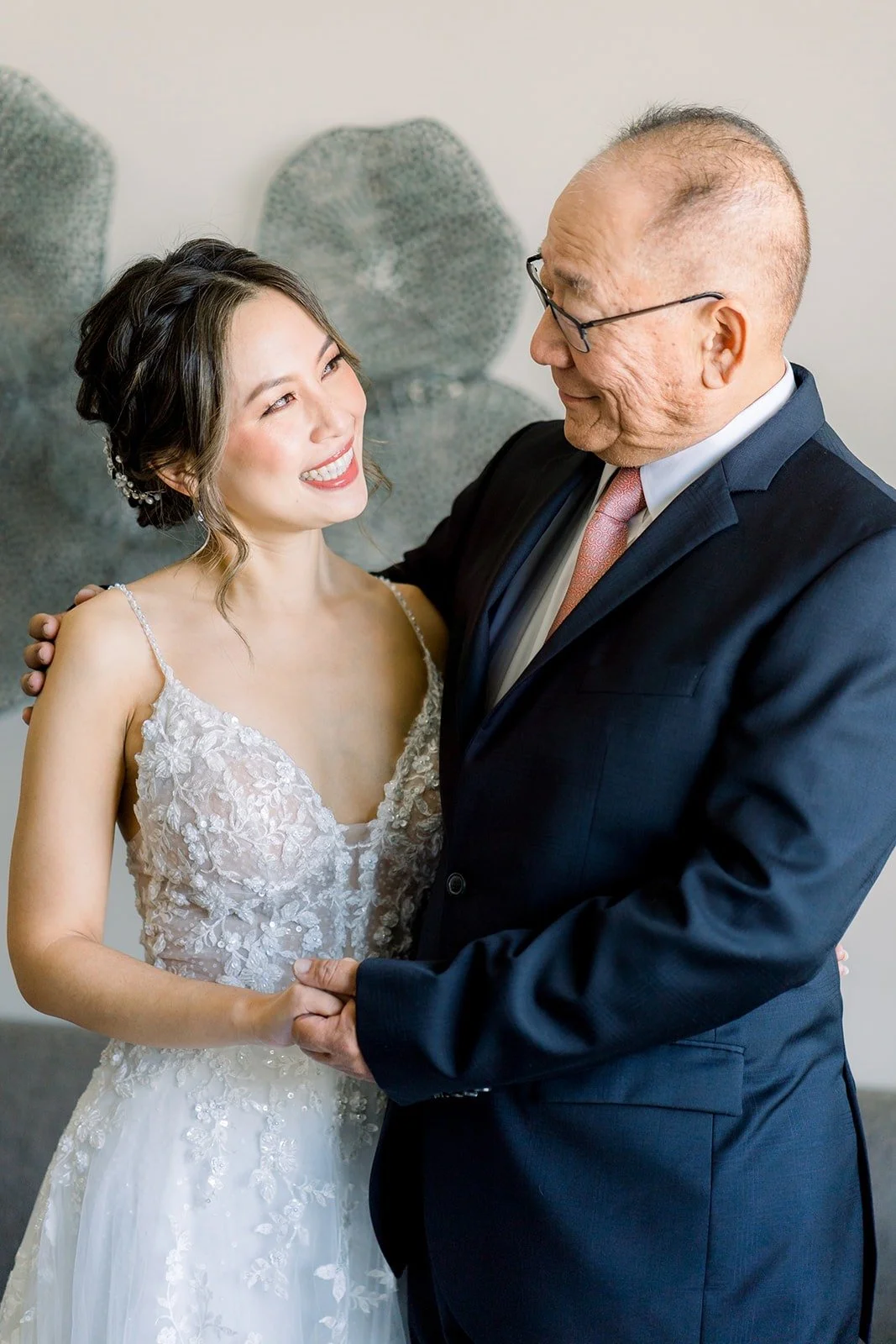 Josephine and her dad arm in arm, photographed by One and Only Production