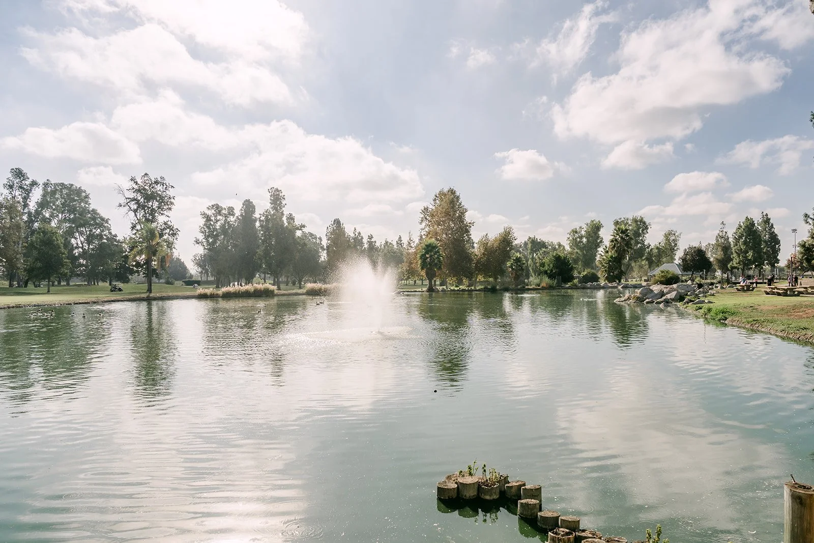 The lake and fountain at Almansor Court