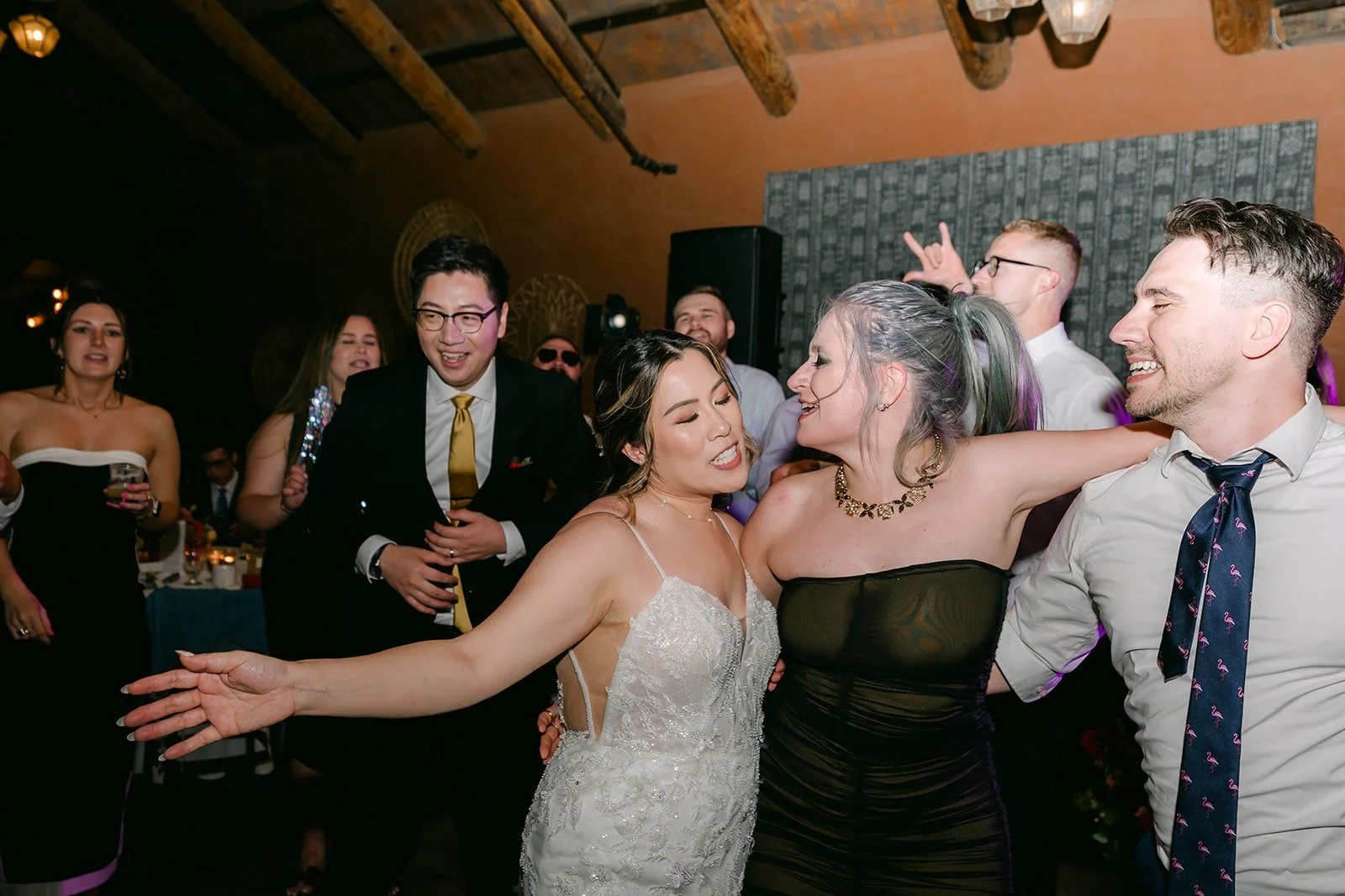 Joanne dancing with friends as the party kept going
