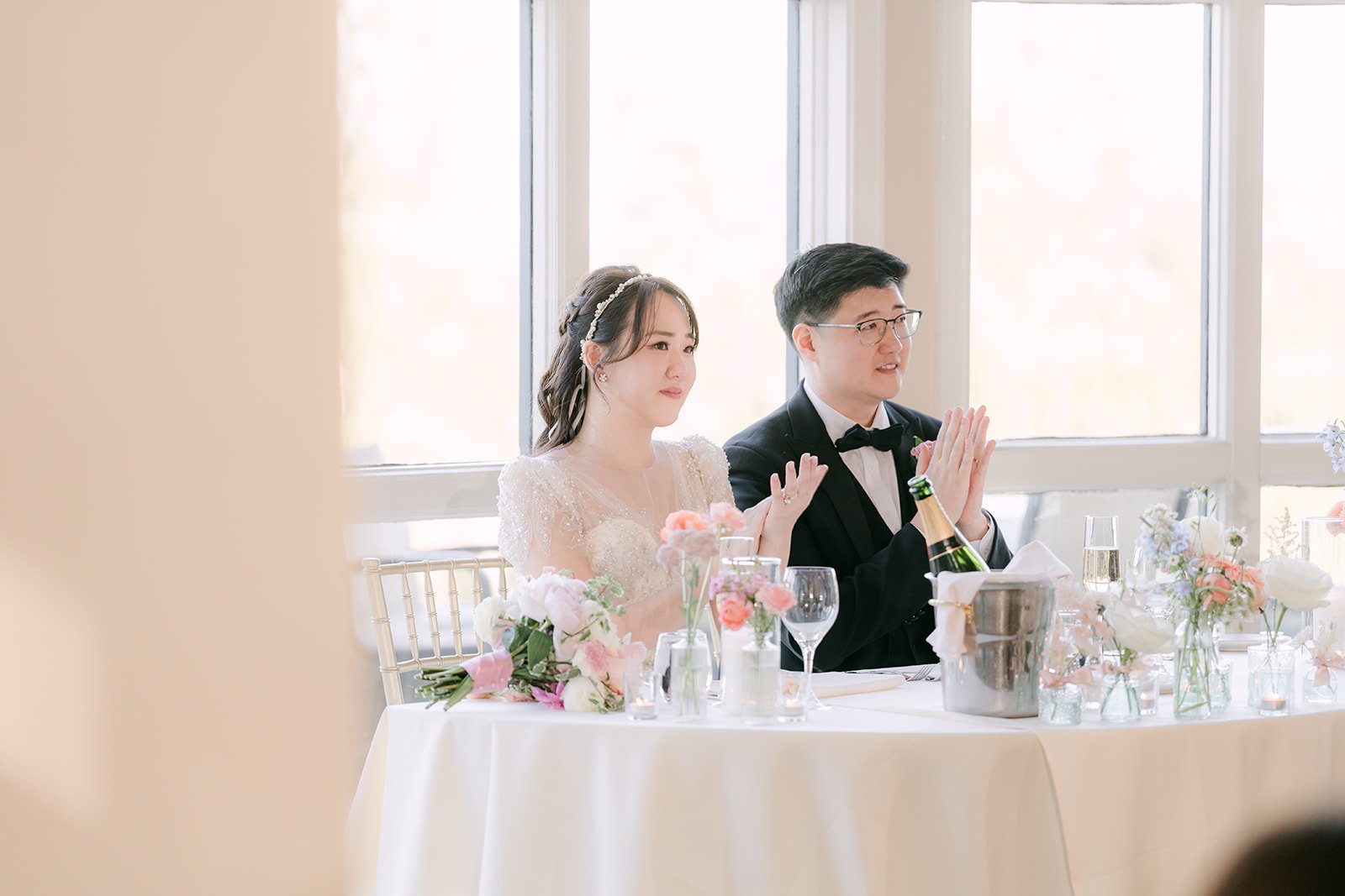 Judy and Joshua listening to the speeches