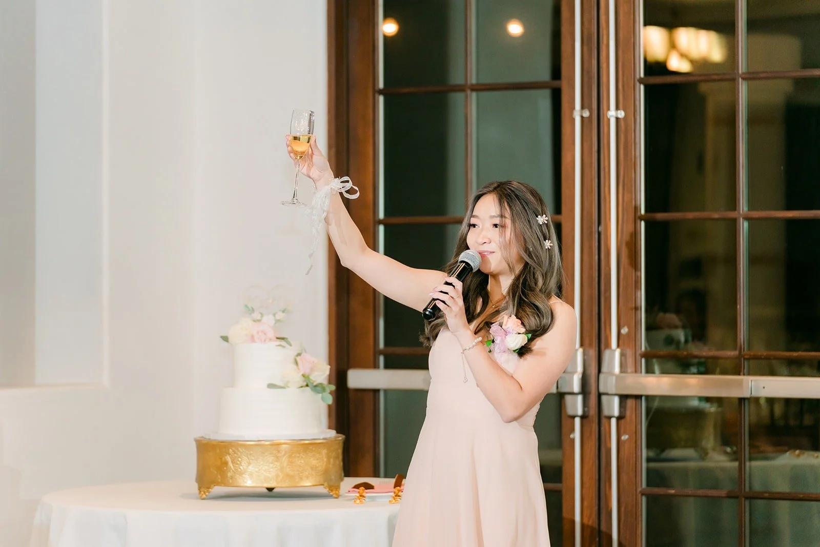 Ivy's maid of honor Linh giving a speech