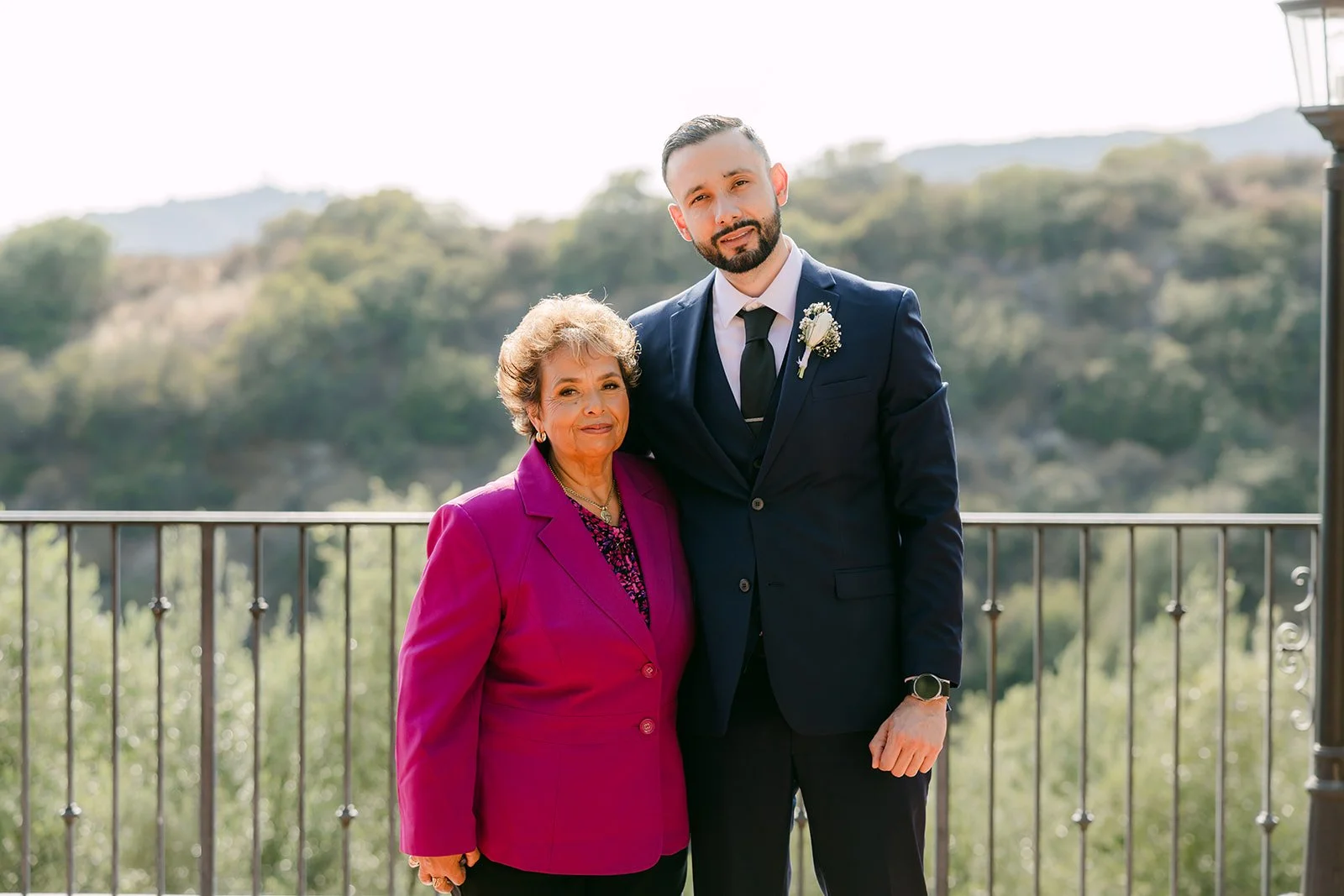 Danny and his mom on the terrace overlooking the Claremont foothills