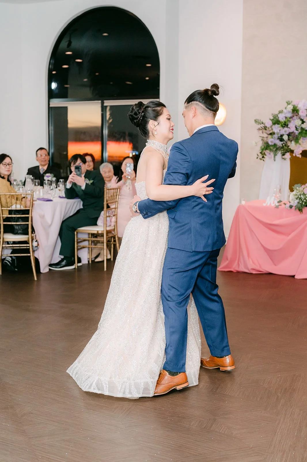 Michael holding Kate close during their first dance.