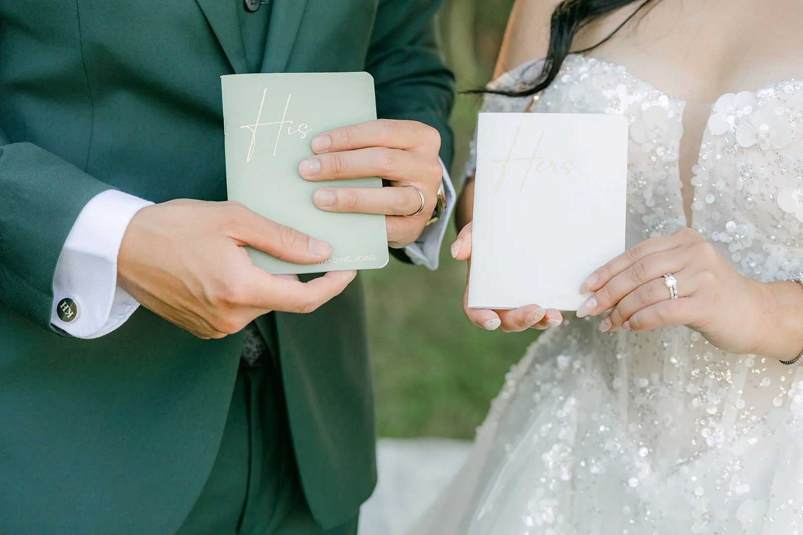 Jennifer and Kevin read their private vows to each other