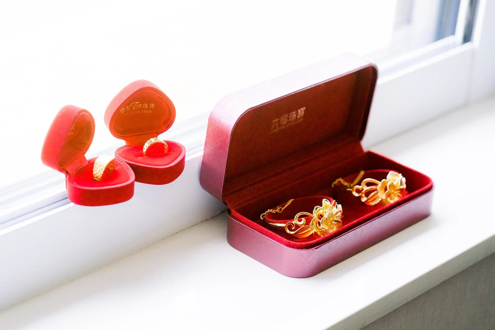 Wedding rings in a red ring box