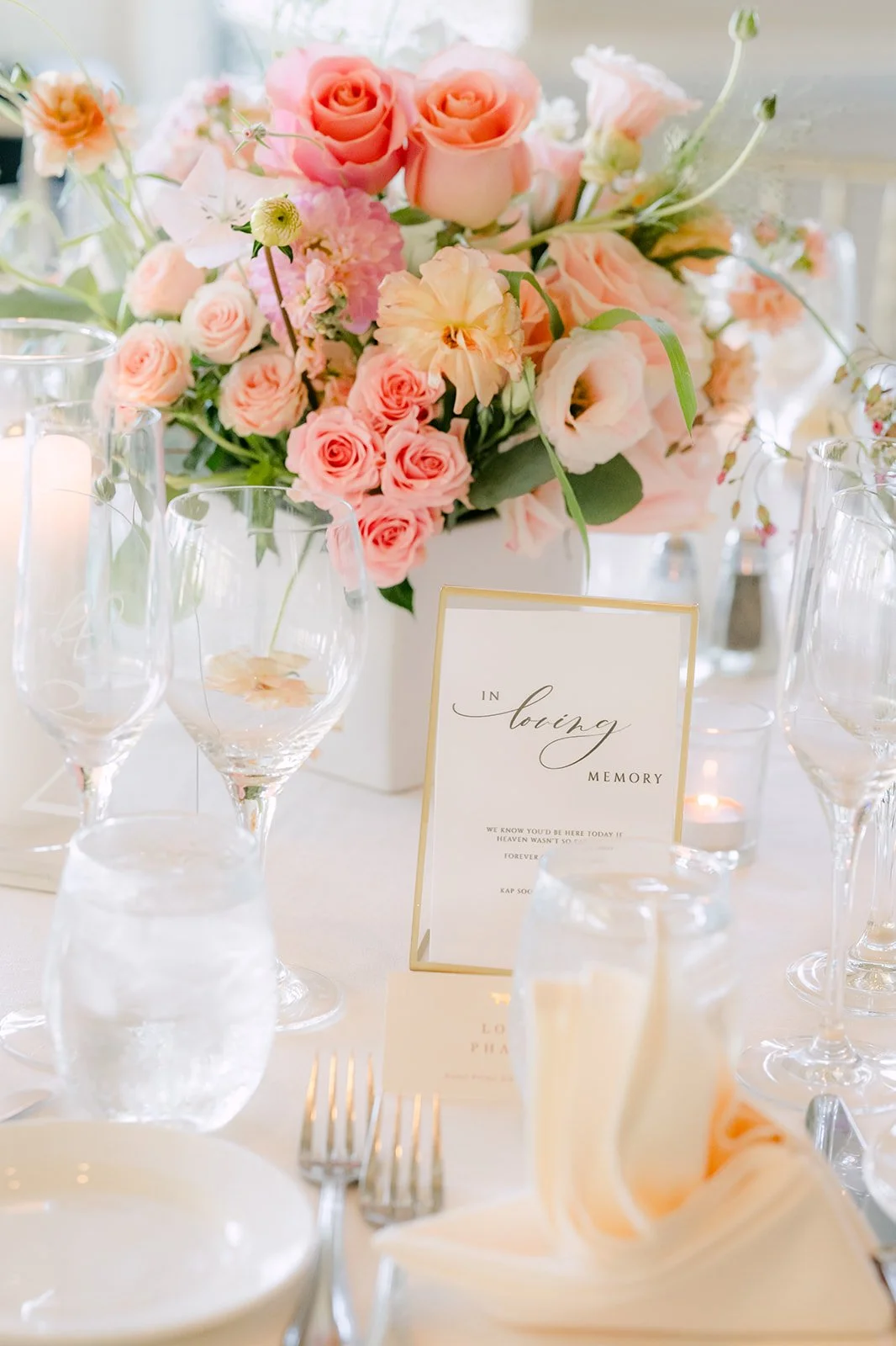 Pastel pink centerpiece