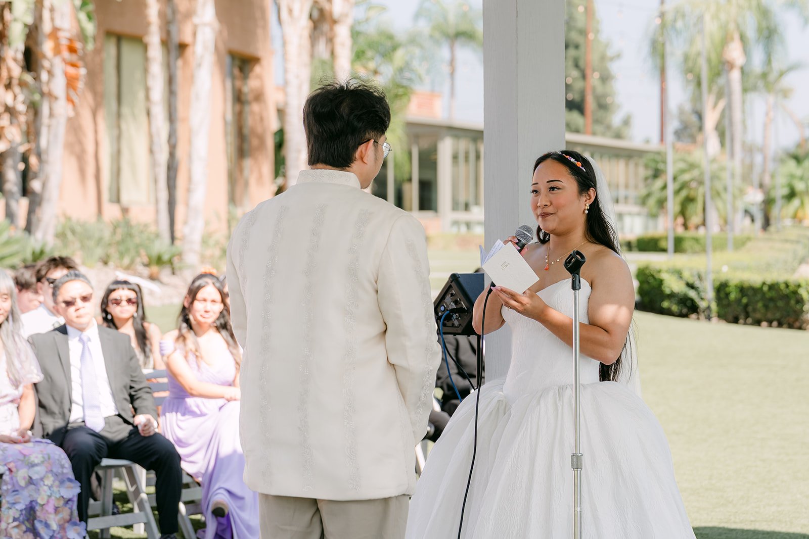 Angela reading her vows