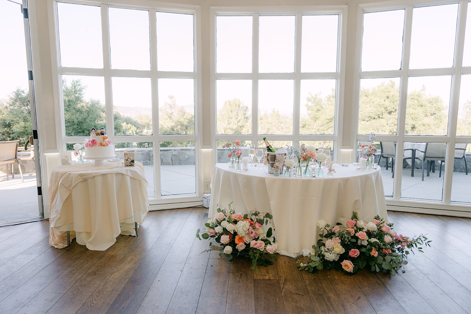 The reception room with garden views