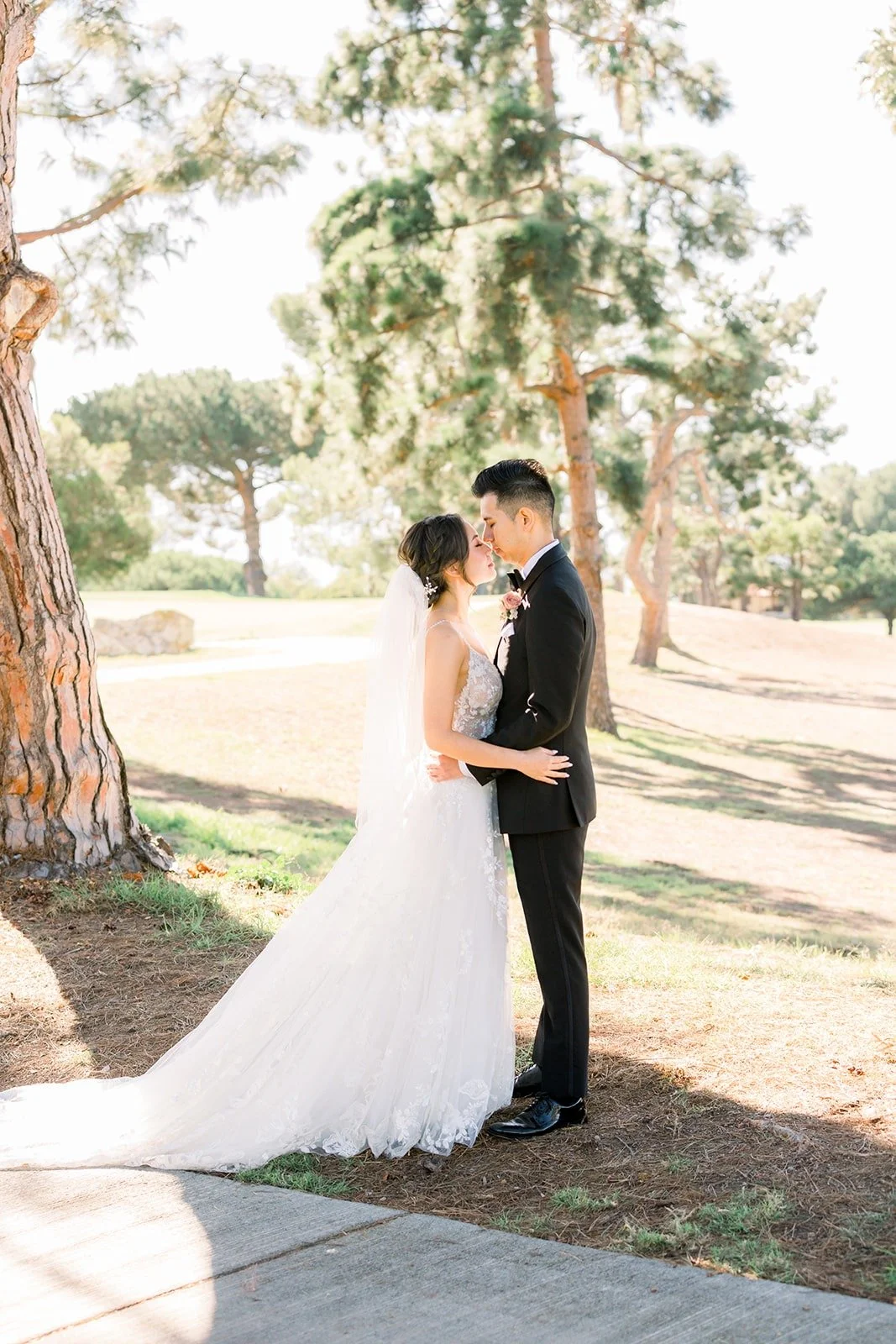 Josephine and David in a quiet moment under the trees