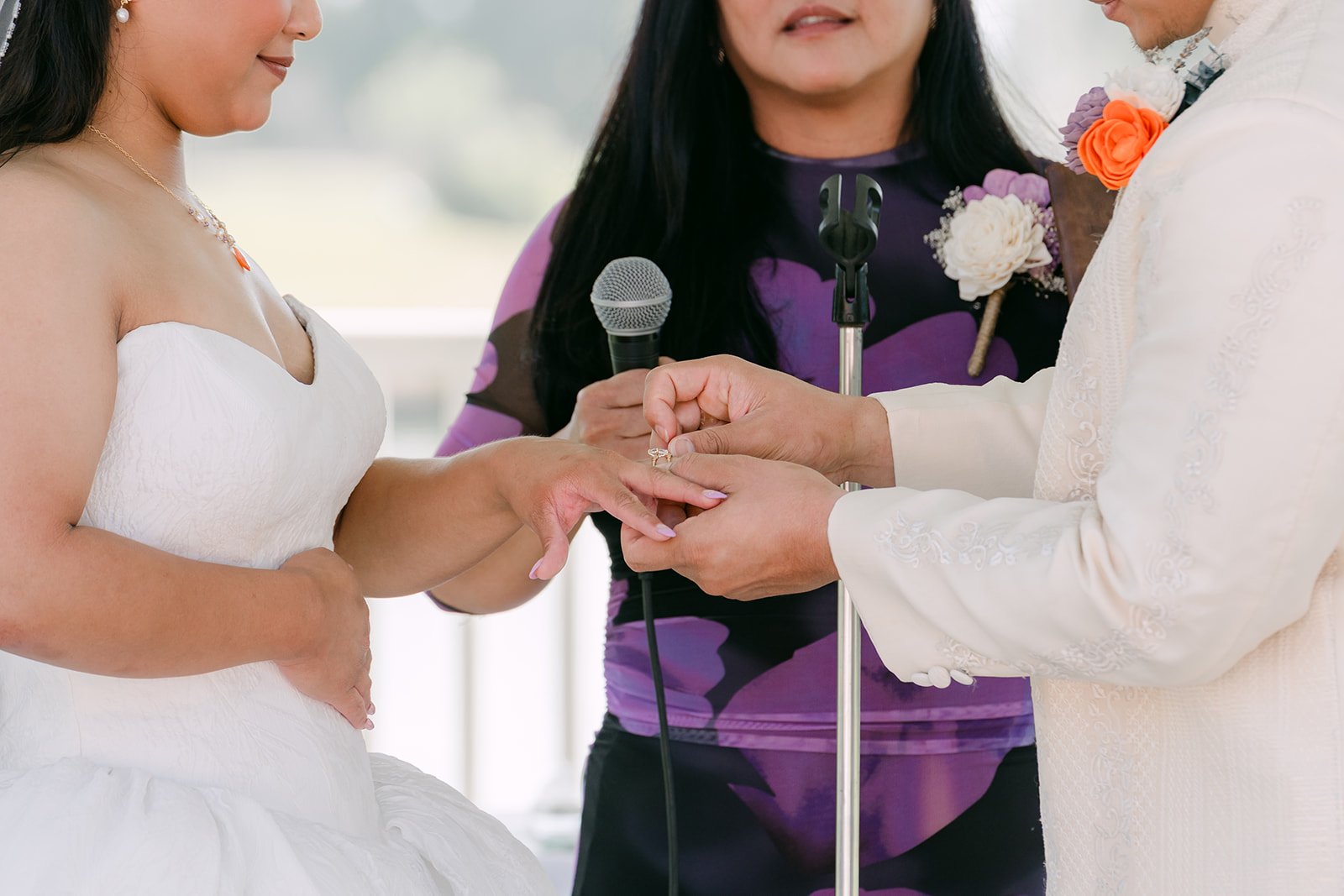 Exchanging rings at the gazebo