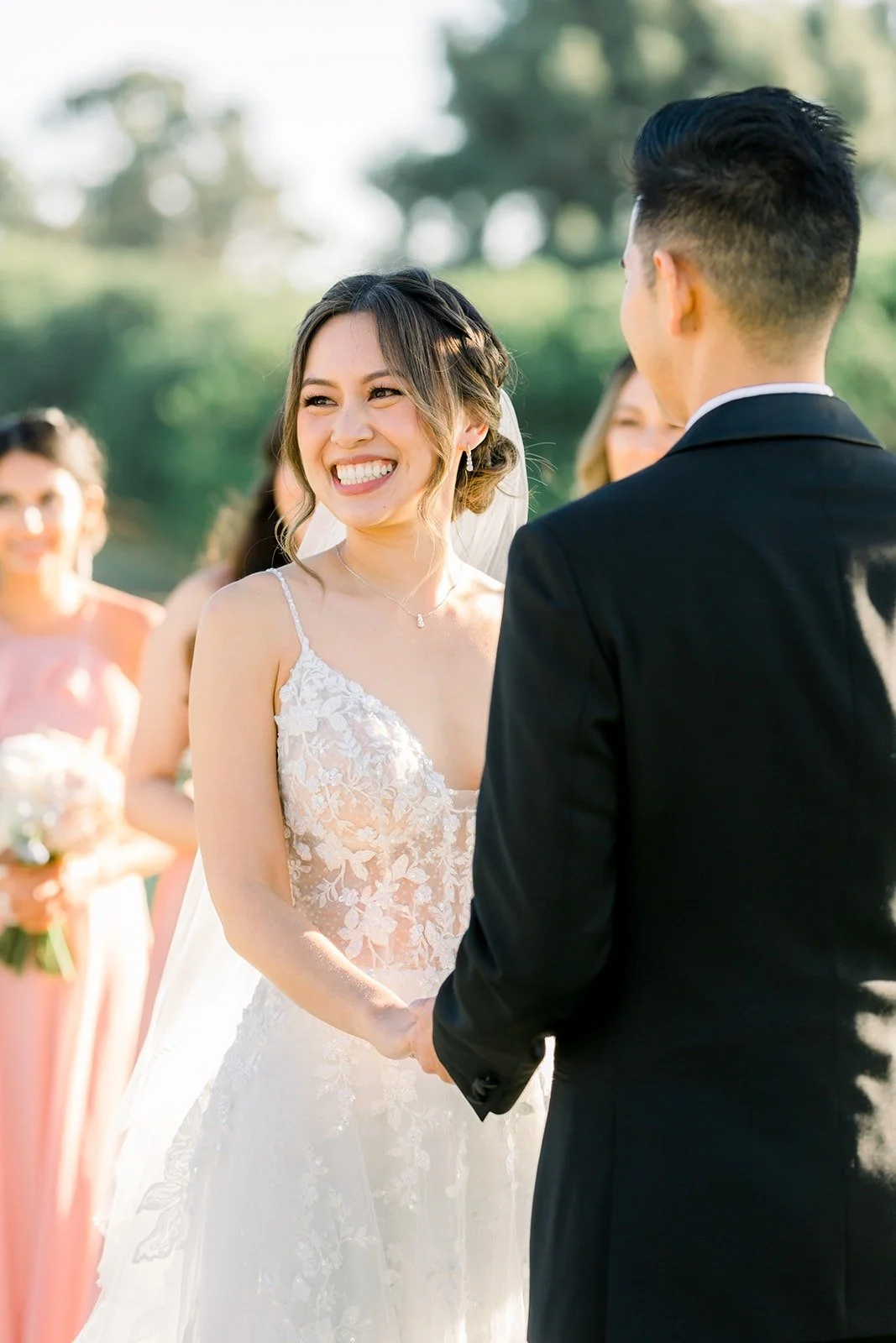 Josephine smiling at David during their vows