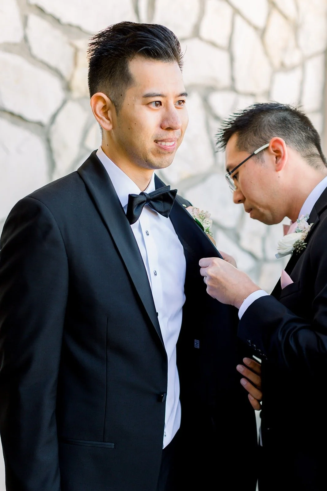 David getting a hand with his boutonniere