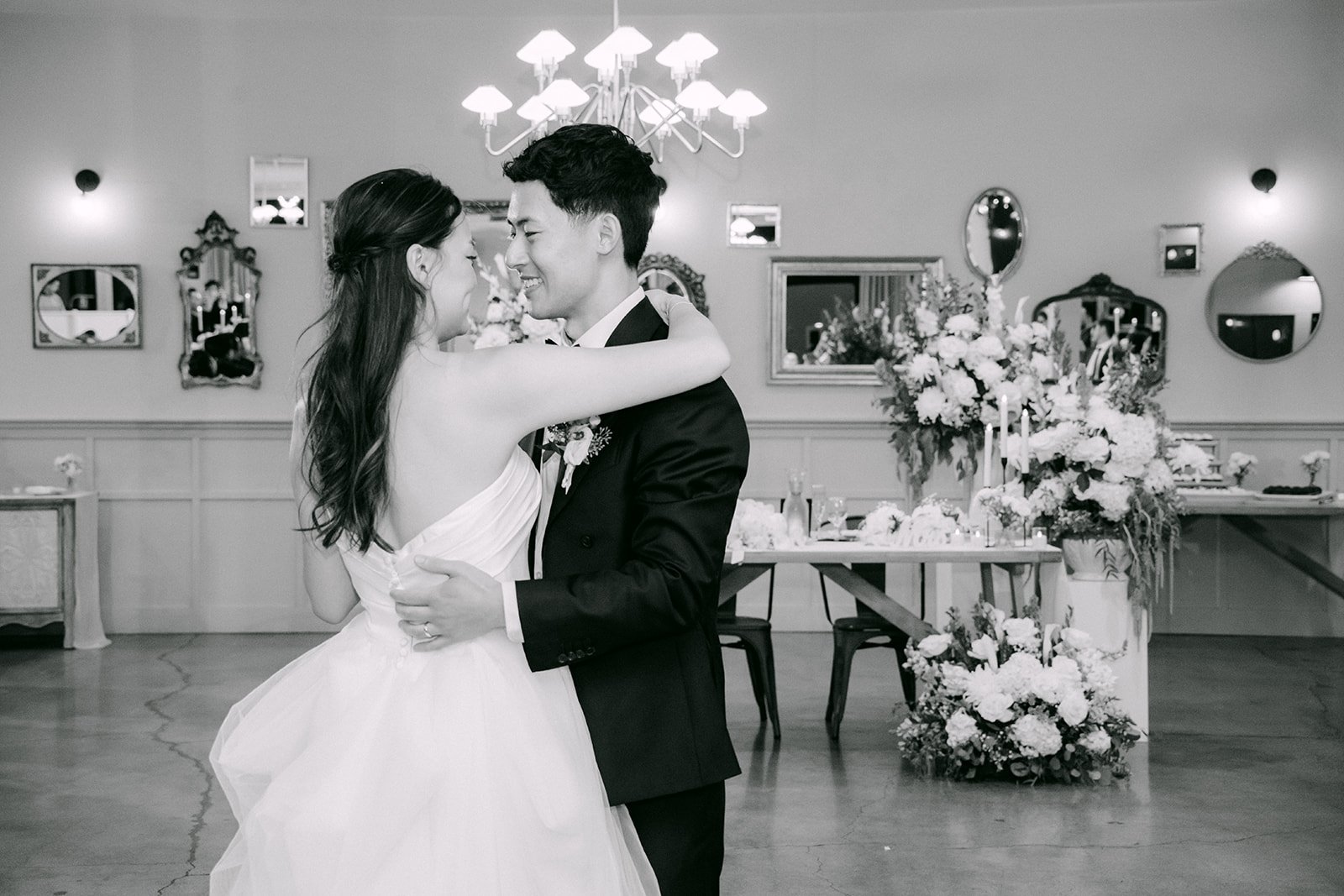 Black and white kiss during the first dance