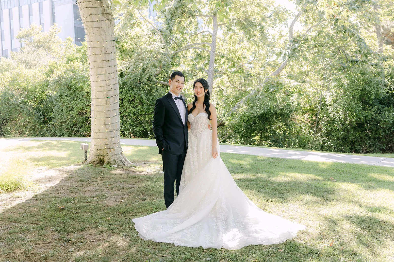 Wide portrait of Clarissa and Austin on the lawn