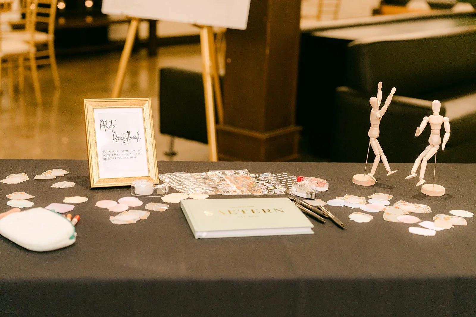 Guestbook and keepsakes on the welcome table