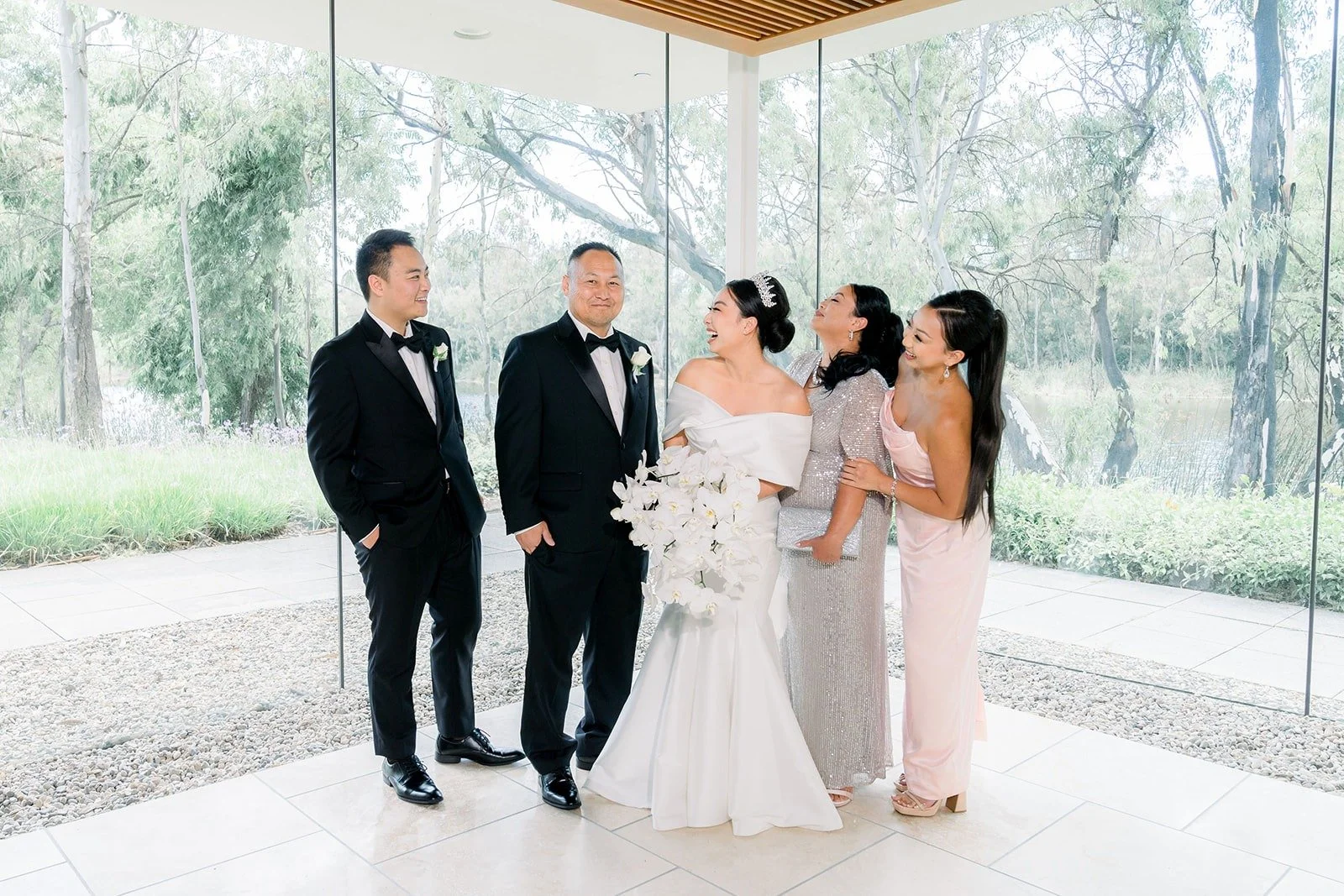 Steven and Jacinda with members of their wedding party