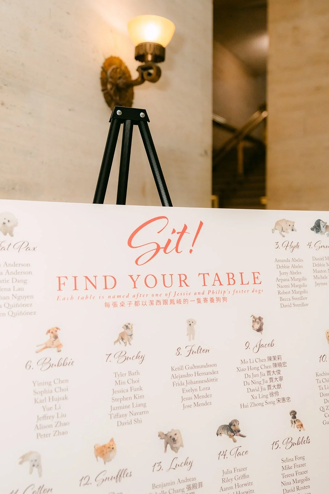 Find your table sign with animal illustrations