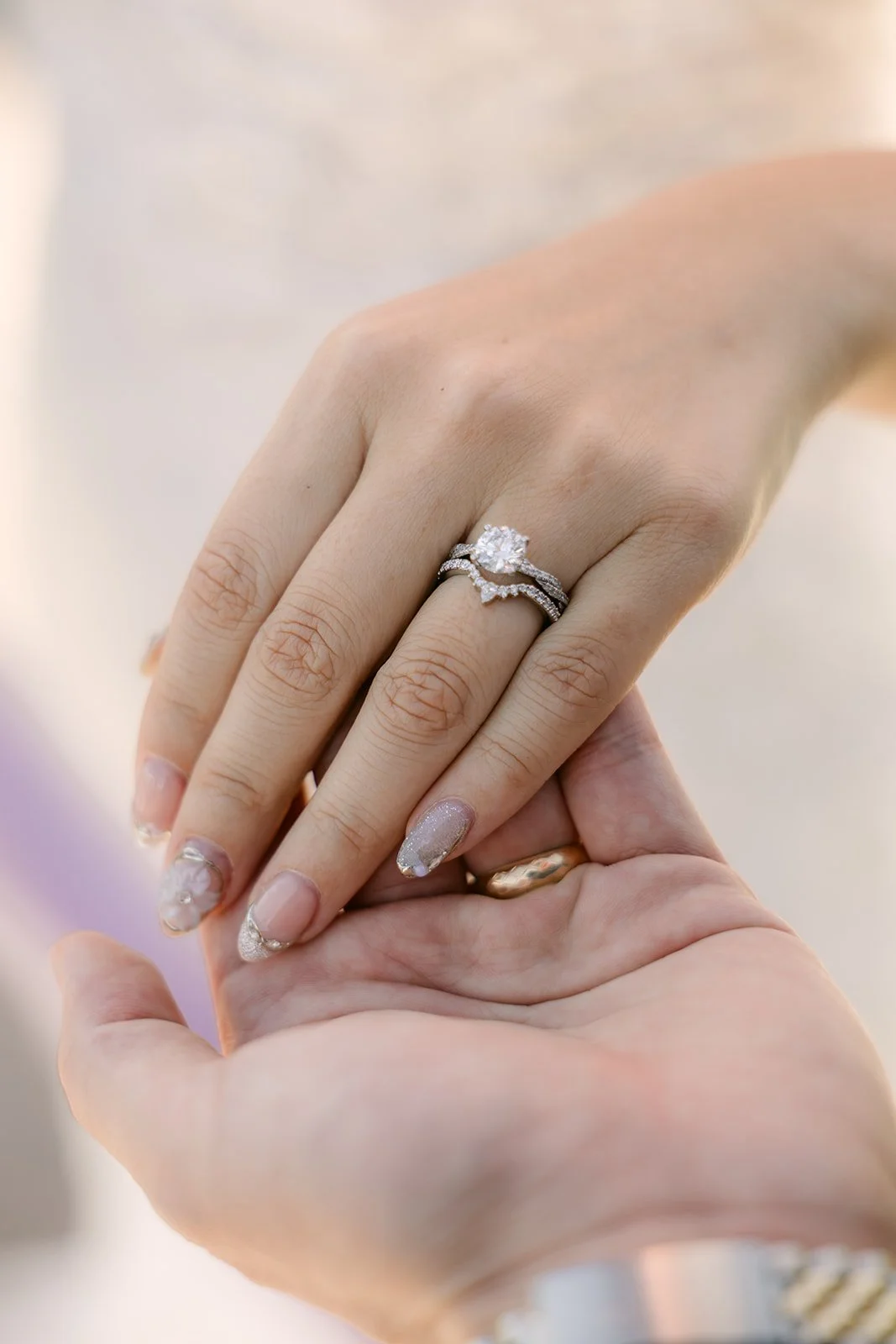Close-up of Vannie's wedding ring, photographed by One and Only Production.