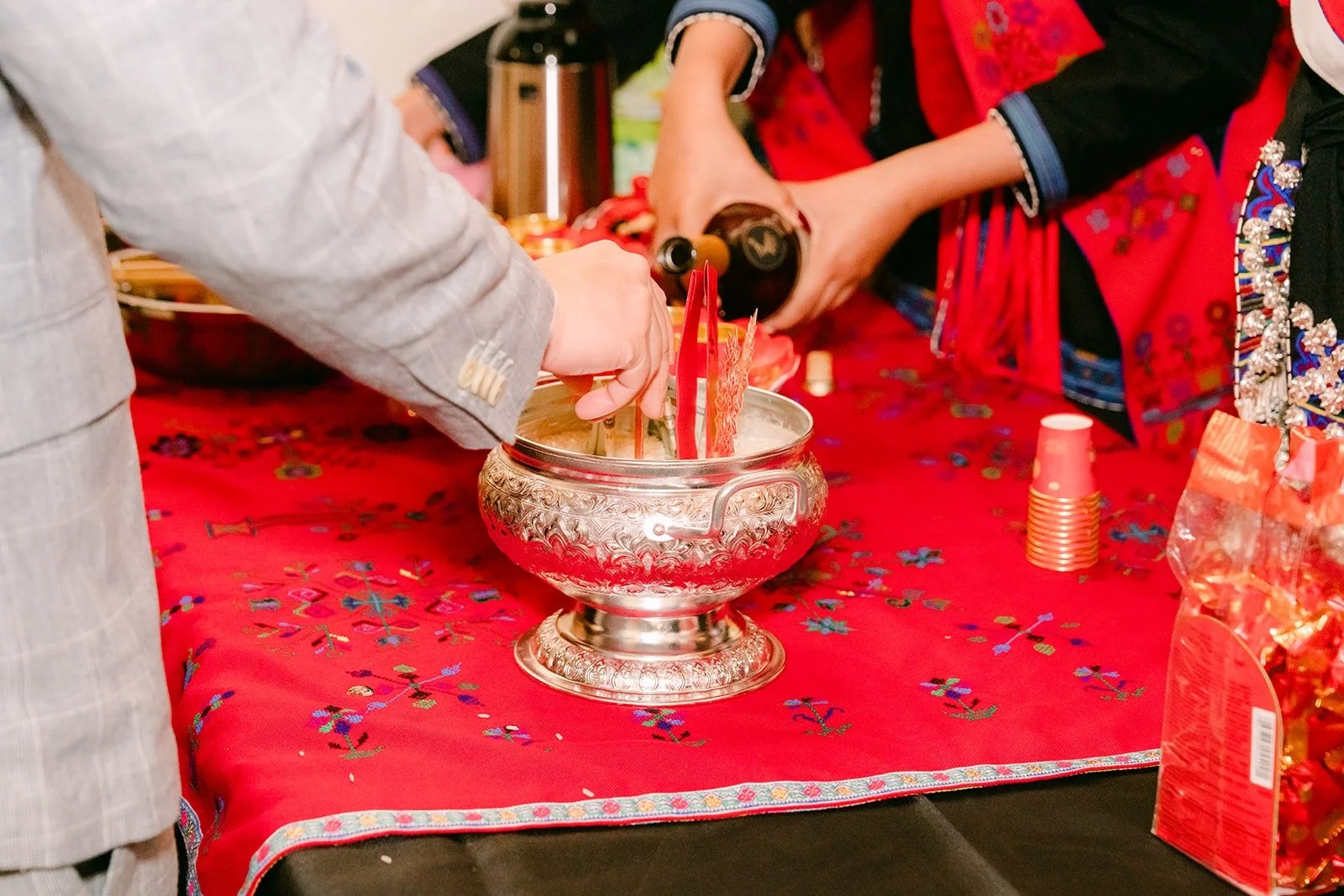 Drinks poured during the Mien door greeting
