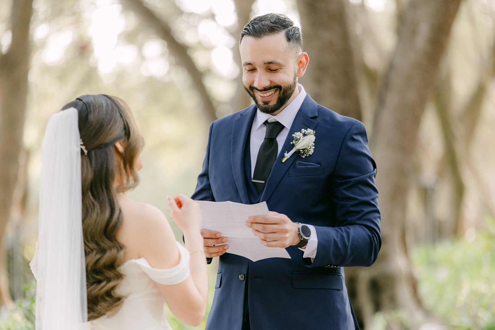 Danny reading a letter from Mariana during their first look