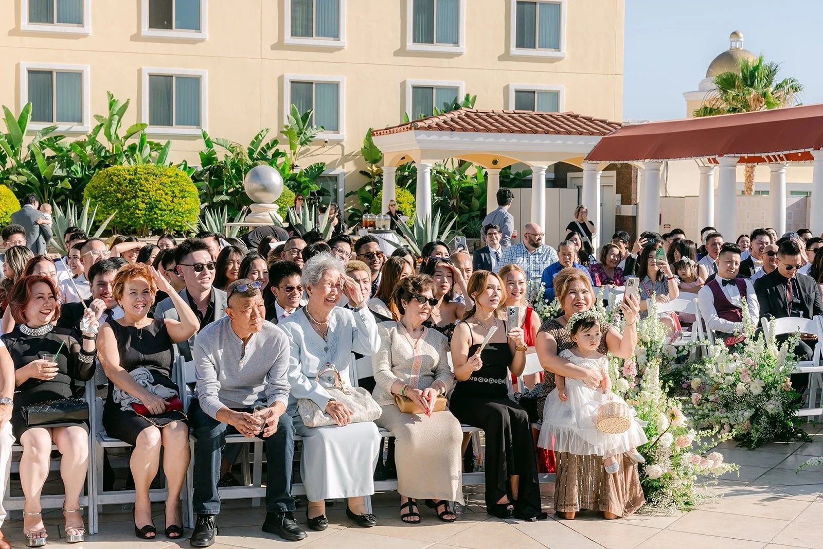 Guests filling the Garden Terrace for the ceremony