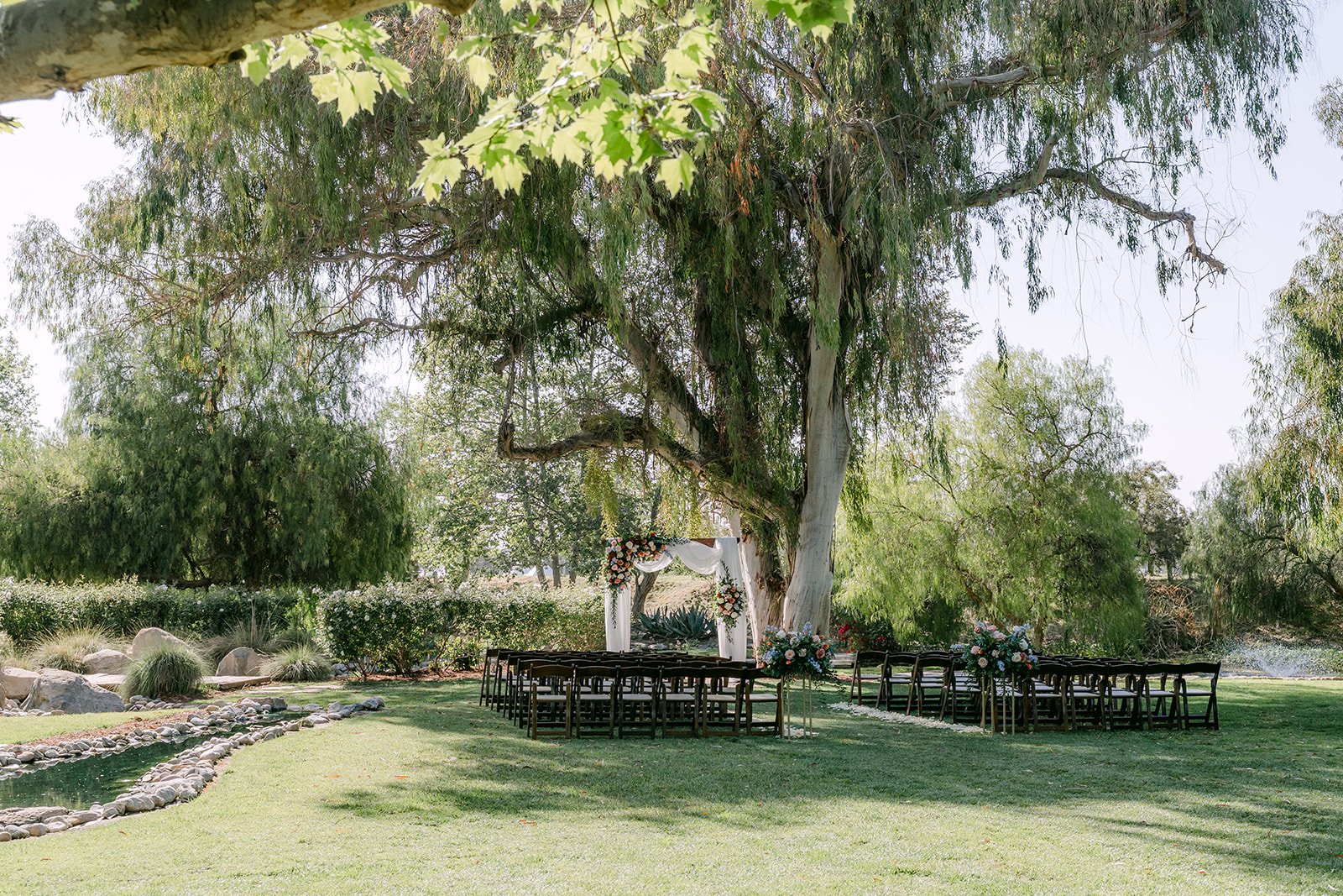 Ceremony lawn set beneath the oak trees at Galway Downs