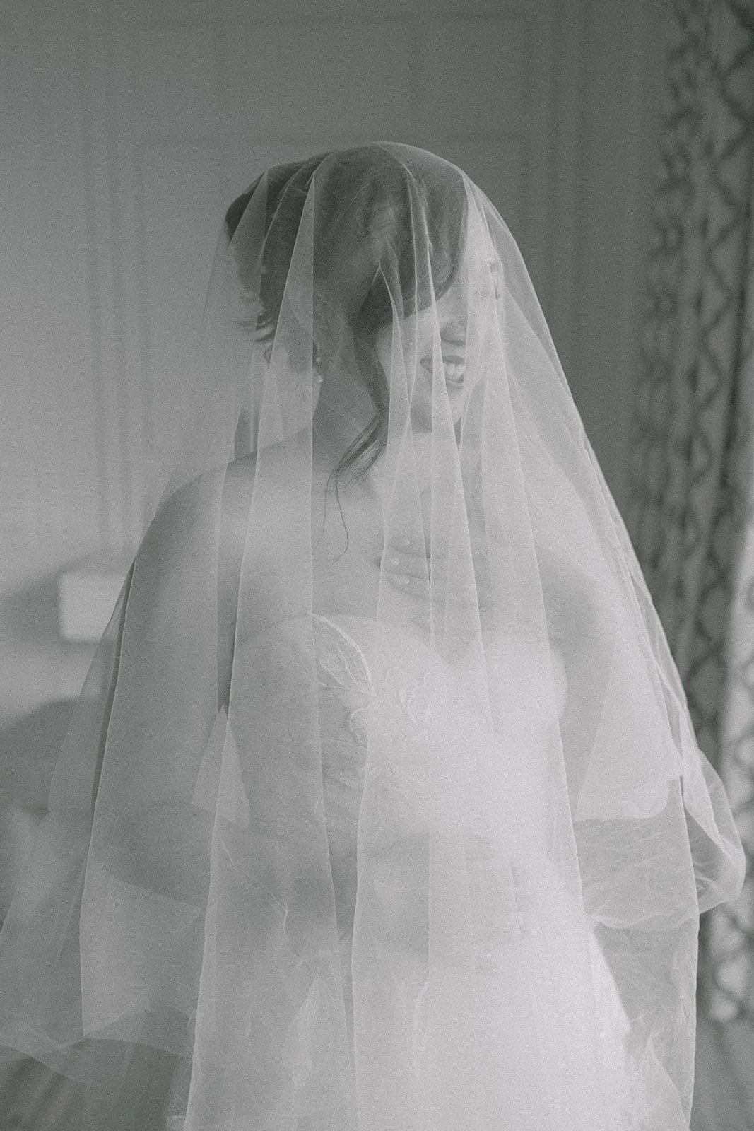 A black and white veil portrait