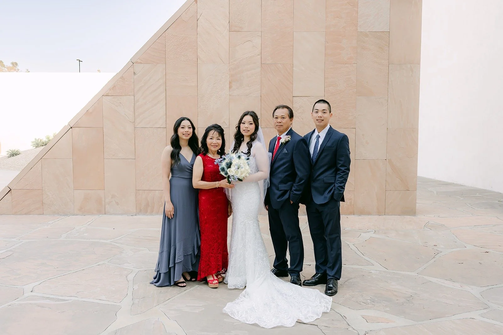 Emily and James with family at the Noguchi Garden