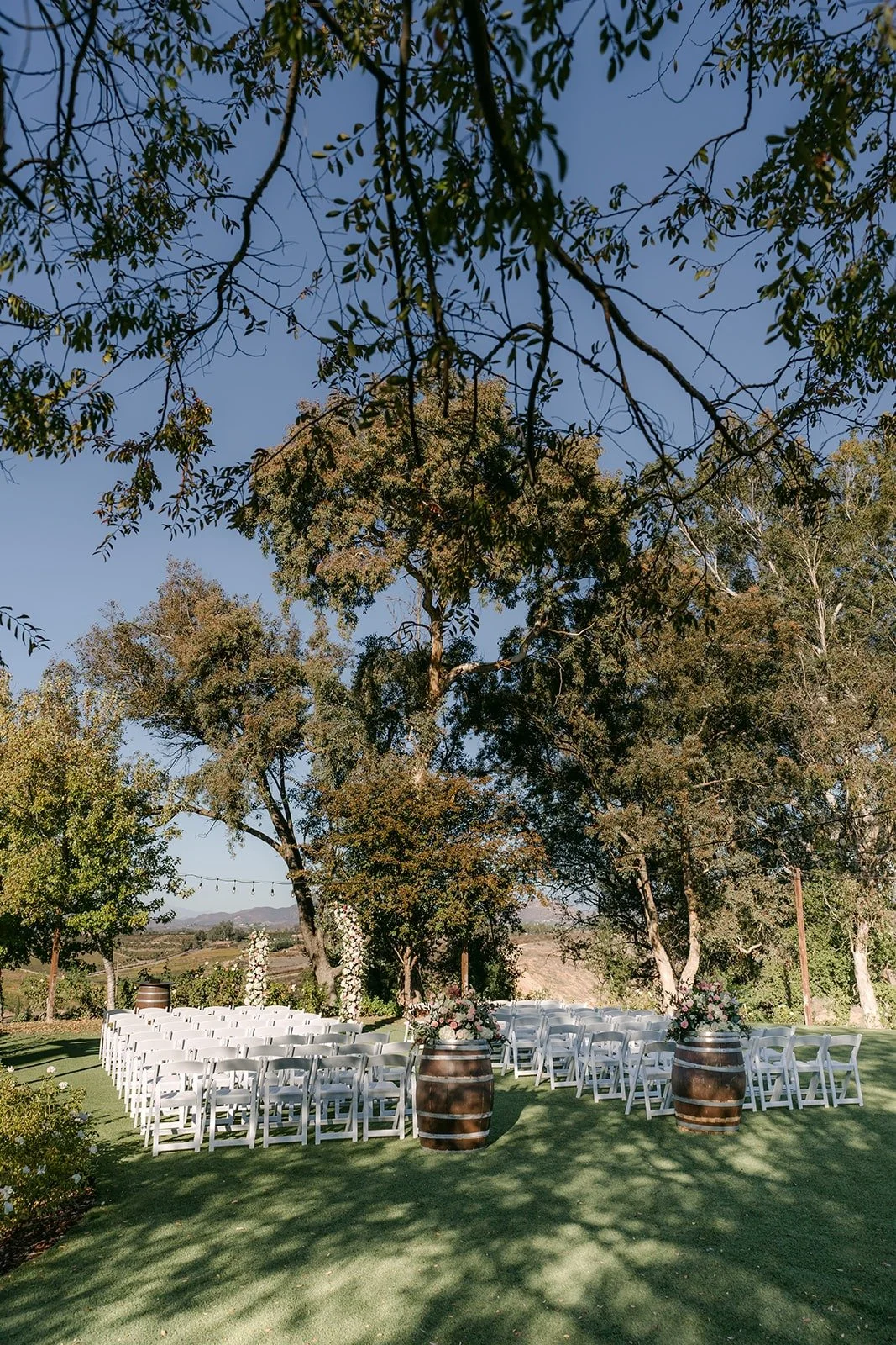 The Bel Vino ceremony lawn under a big oak tree