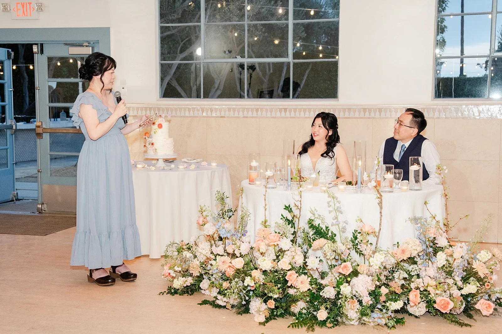 Matron of honor giving her speech
