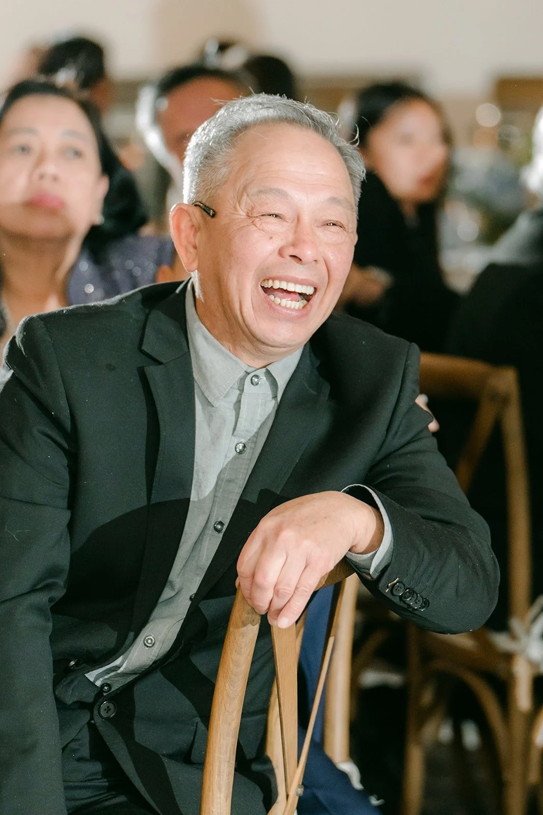 A guest laughing during the welcome