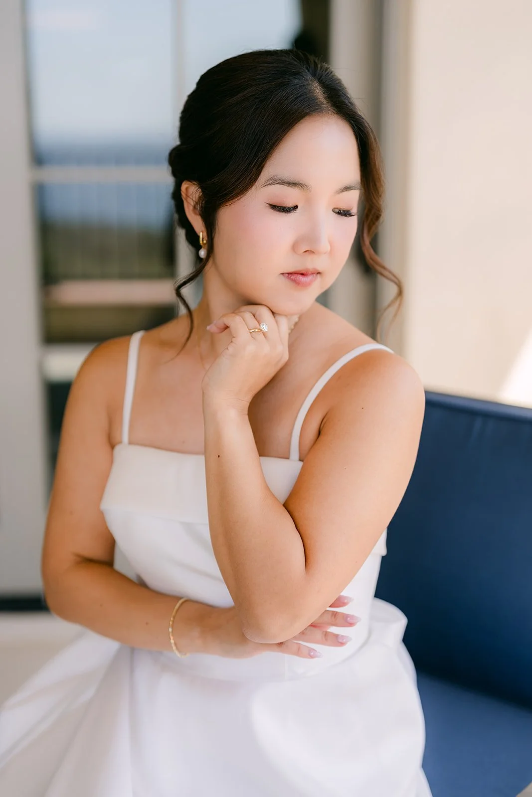 Bride Saya in her gown during bridal portraits at Terranea Resort
