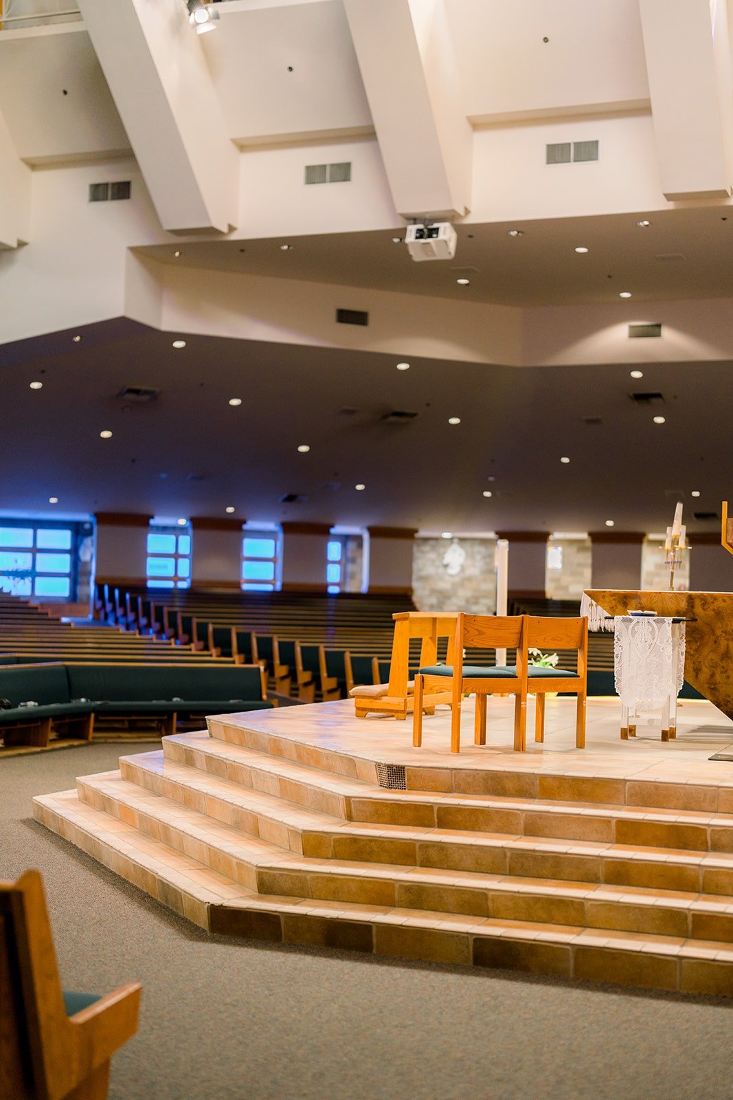 The sanctuary of St. Paul the Apostle Catholic Church set for the ceremony
