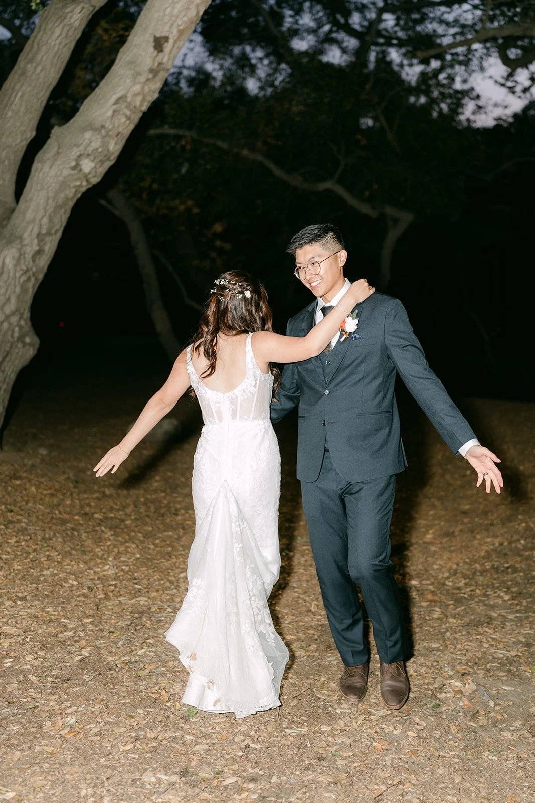Shayna and Robert dance on the trail at night, photographed by One and Only Production
