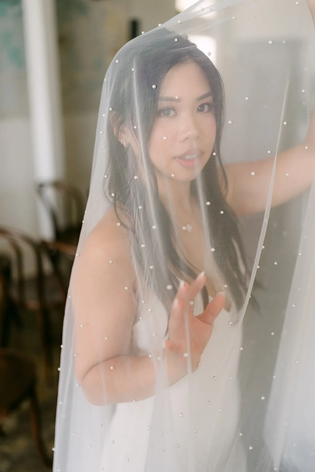 Justine under her pearl veil