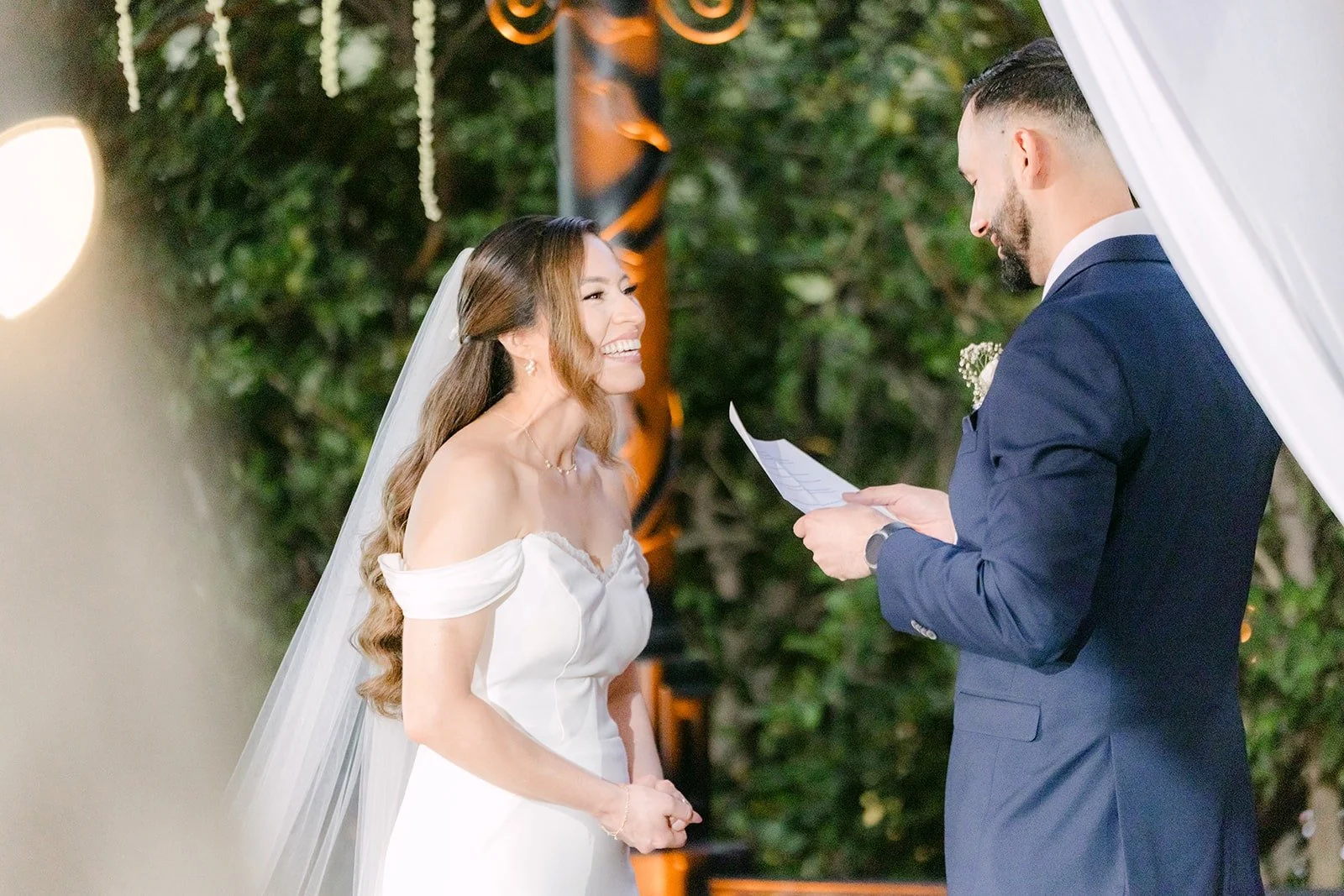 Danny reading his vows to Mariana