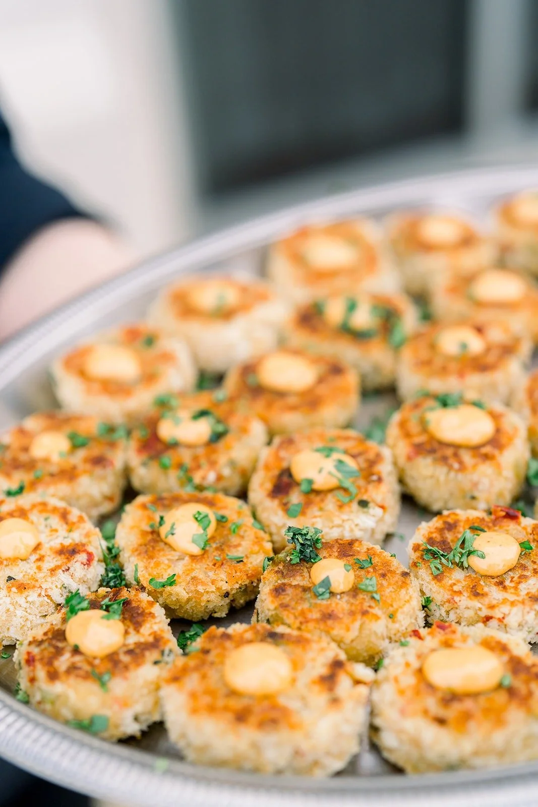 Appetizers served on a silver tray