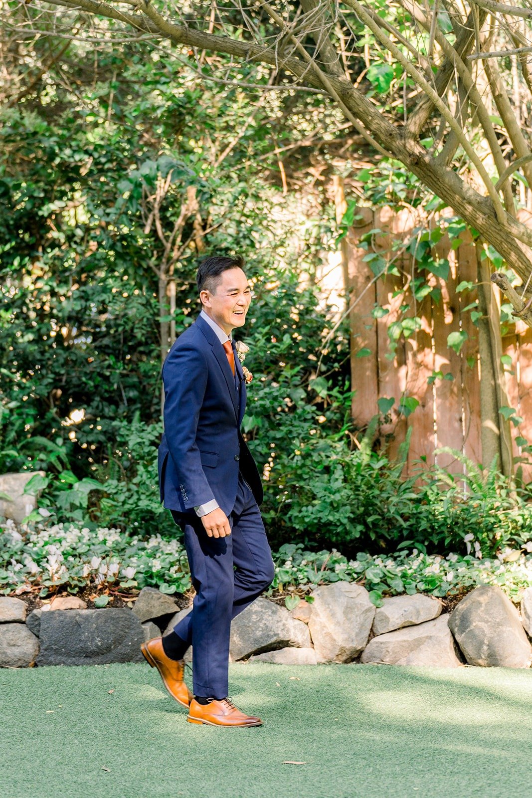 Vincent walking down the garden aisle