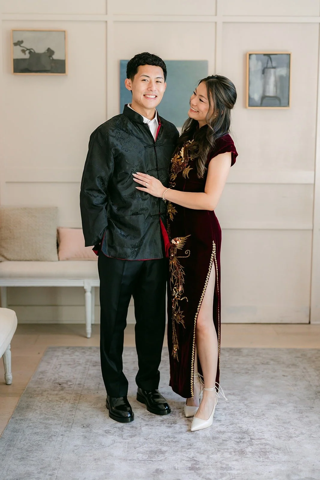 Jadee and Richard in traditional attire before the tea ceremony