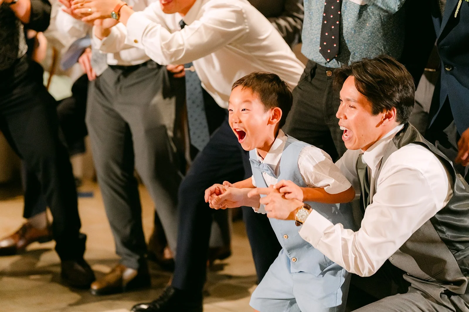 Guests reacting during the blind box toss