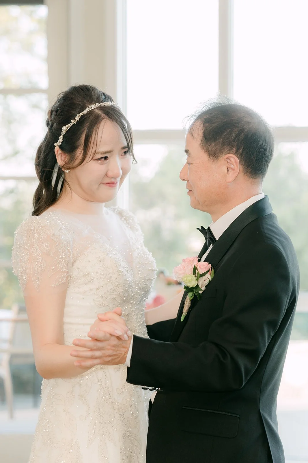 A parent dance in the reception room