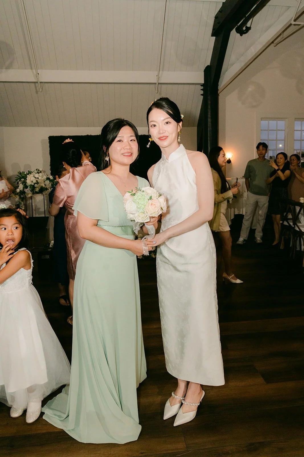 Tin with the bridesmaid who caught the bouquet