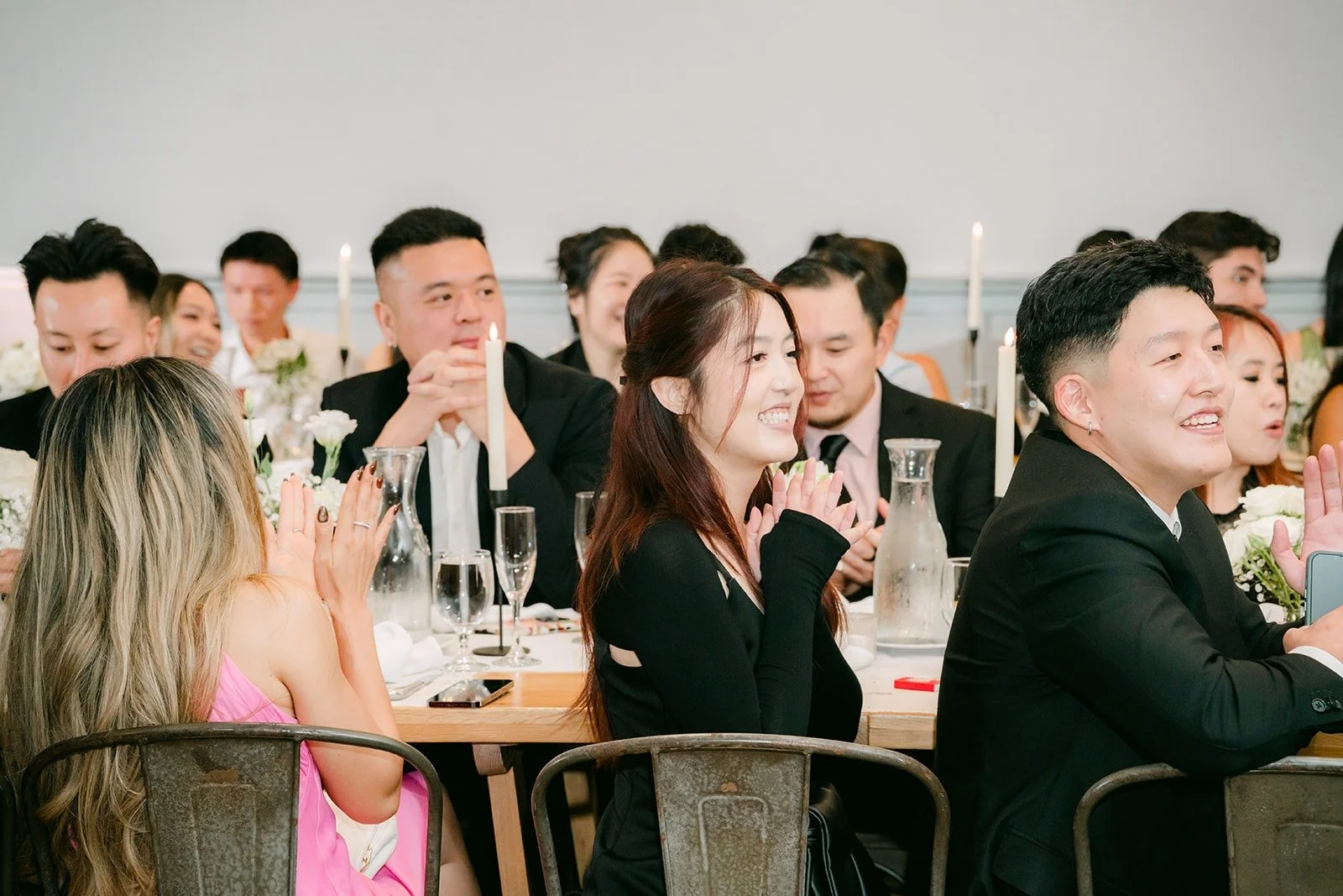 Guests laughing during the speeches