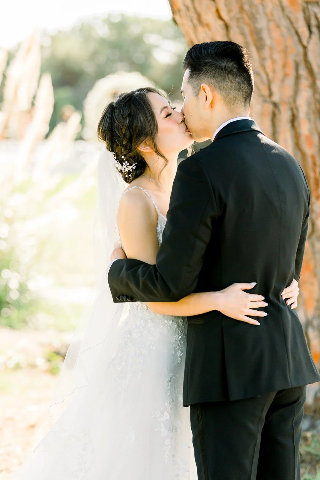 Josephine and David sharing a kiss after the first look